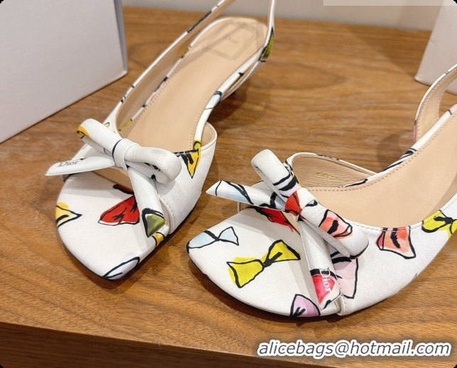 Good Taste Dior Dioriviera Heeled Slingback Sandal in Satin 3.5cm Heel D091064 White 2026