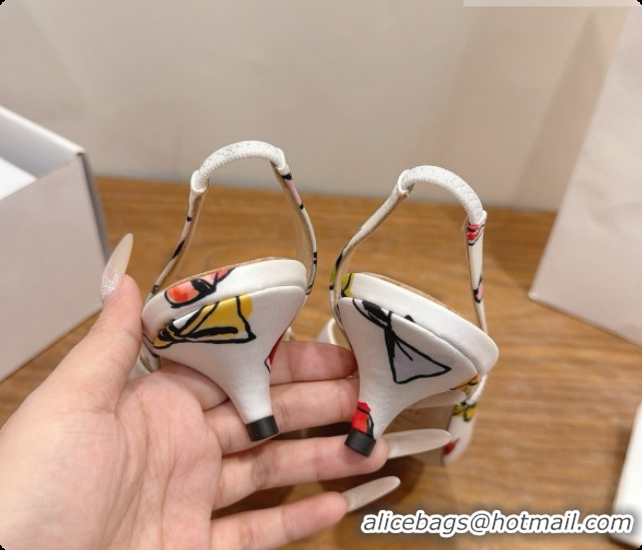 Good Taste Dior Dioriviera Heeled Slingback Sandal in Satin 3.5cm Heel D091064 White 2026