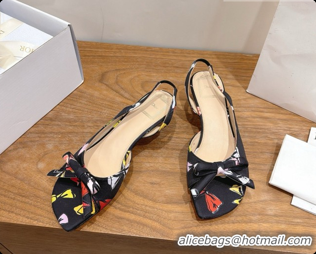 Unique Style Dior Dioriviera Heeled Slingback Sandal in Satin 3.5cm Heel D091065 Black 2026