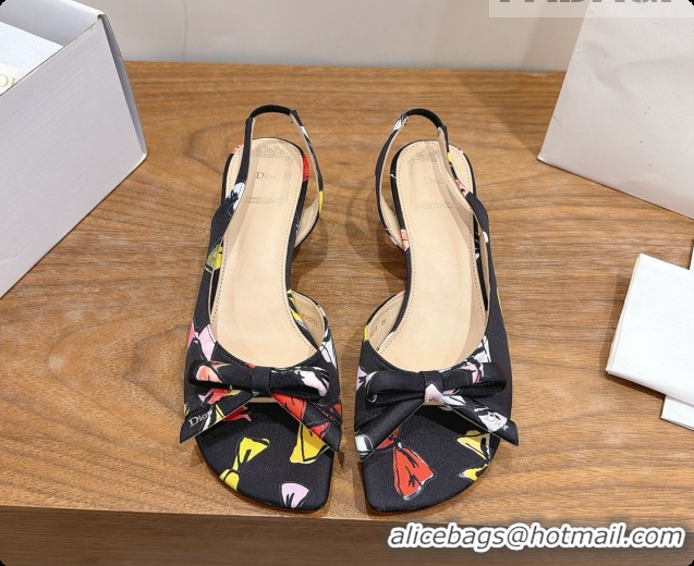 Unique Style Dior Dioriviera Heeled Slingback Sandal in Satin 3.5cm Heel D091065 Black 2026