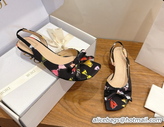 Unique Style Dior Dioriviera Heeled Slingback Sandal in Satin 3.5cm Heel D091065 Black 2026