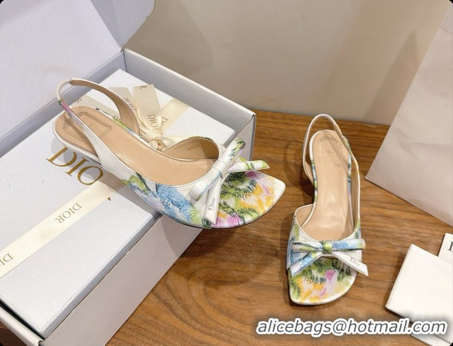 Fashion Dior Dioriviera Heeled Slingback Sandal in Satin 3.5cm Heel D091066 White 2026