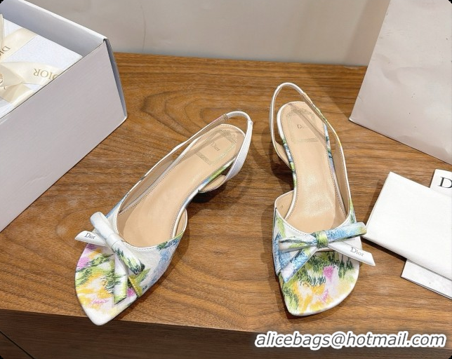 Fashion Dior Dioriviera Heeled Slingback Sandal in Satin 3.5cm Heel D091066 White 2026
