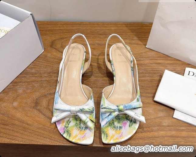 Fashion Dior Dioriviera Heeled Slingback Sandal in Satin 3.5cm Heel D091066 White 2026