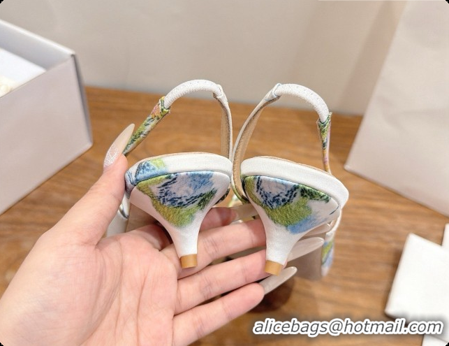 Fashion Dior Dioriviera Heeled Slingback Sandal in Satin 3.5cm Heel D091066 White 2026