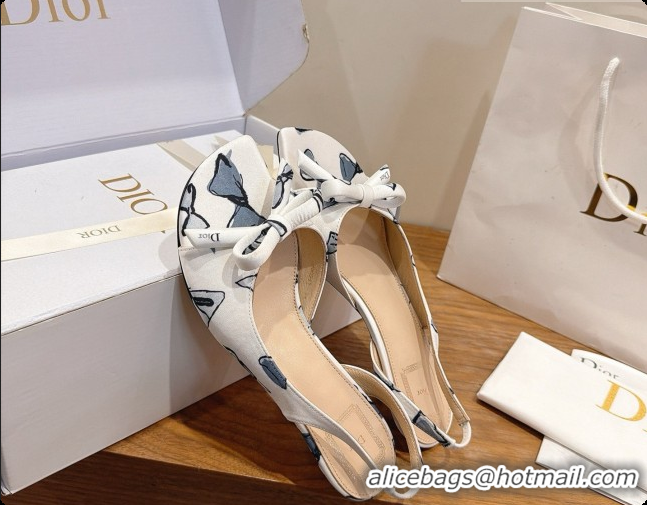 Reasonable Price Dior Dioriviera Heeled Slingback Sandal in Satin 3.5cm Heel D091067 White 2026