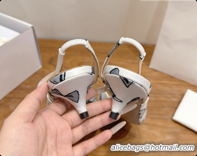 Reasonable Price Dior Dioriviera Heeled Slingback Sandal in Satin 3.5cm Heel D091067 White 2026