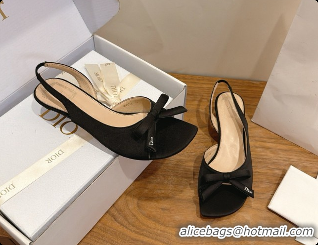 Most Popular Dior Heeled Slingback Sandal in Satin 3.5cm Heel D091068 Black 2026