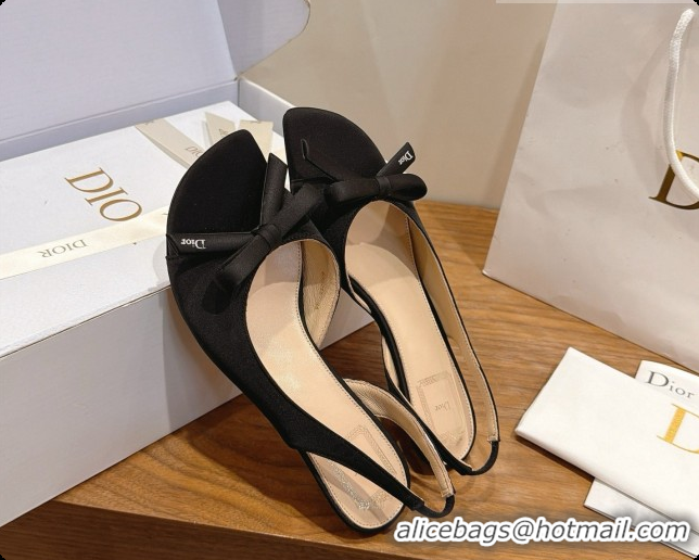 Most Popular Dior Heeled Slingback Sandal in Satin 3.5cm Heel D091068 Black 2026