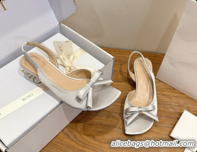 Purchase Dior Heeled Slingback Sandal in Satin 3.5cm Heel D091069 Grey 2026 