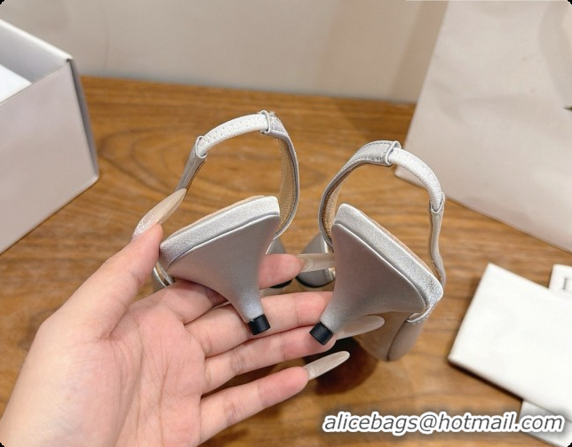 Purchase Dior Heeled Slingback Sandal in Satin 3.5cm Heel D091069 Grey 2026 