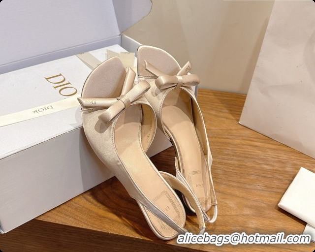 Buy Duplicate Dior Heeled Slingback Sandal in Satin 3.5cm Heel D091070 Beige 2026