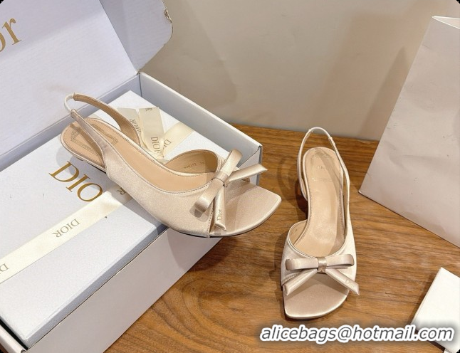 Buy Duplicate Dior Heeled Slingback Sandal in Satin 3.5cm Heel D091070 Beige 2026