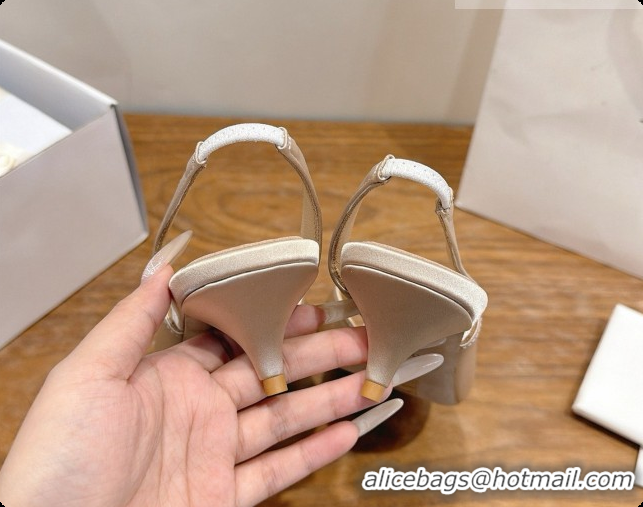 Buy Duplicate Dior Heeled Slingback Sandal in Satin 3.5cm Heel D091070 Beige 2026