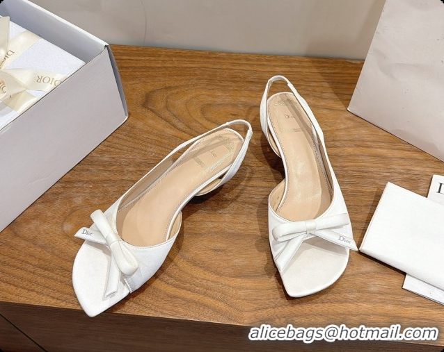 Promotion Dior Heeled Slingback Sandal in Satin 3.5cm Heel D091071 White 2026