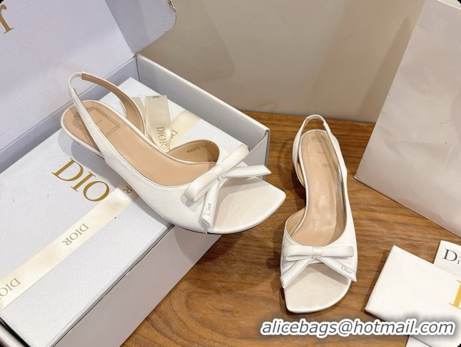 Promotion Dior Heeled Slingback Sandal in Satin 3.5cm Heel D091071 White 2026