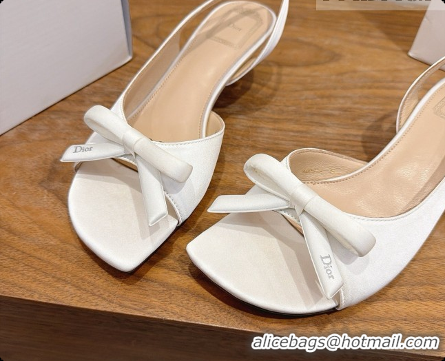 Promotion Dior Heeled Slingback Sandal in Satin 3.5cm Heel D091071 White 2026