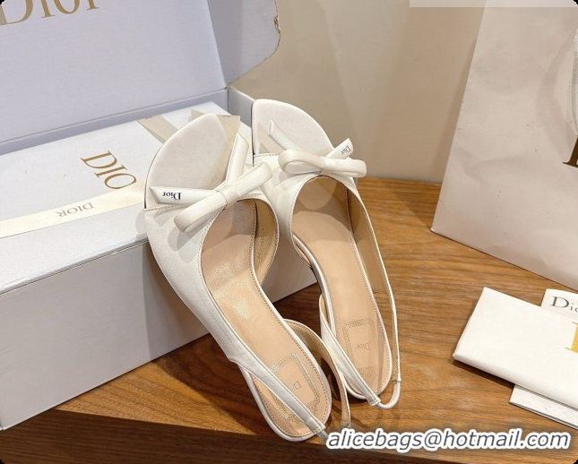 Promotion Dior Heeled Slingback Sandal in Satin 3.5cm Heel D091071 White 2026