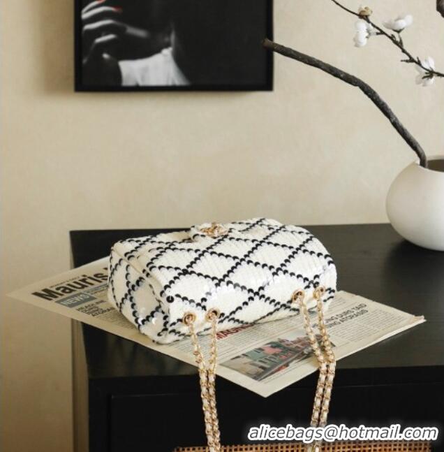 Promotional Chanel Mini Sequins Flap Bag CH091407 White 2026