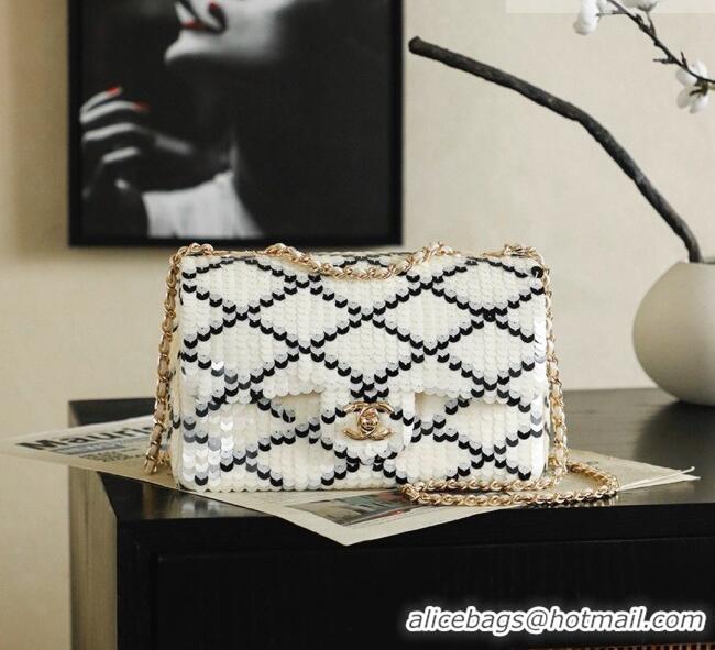 Promotional Chanel Mini Sequins Flap Bag CH091407 White 2026