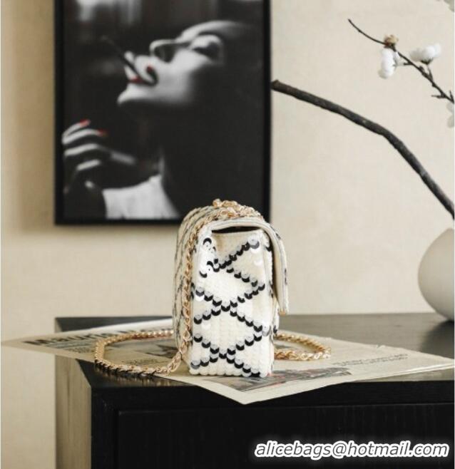 Promotional Chanel Mini Sequins Flap Bag CH091407 White 2026