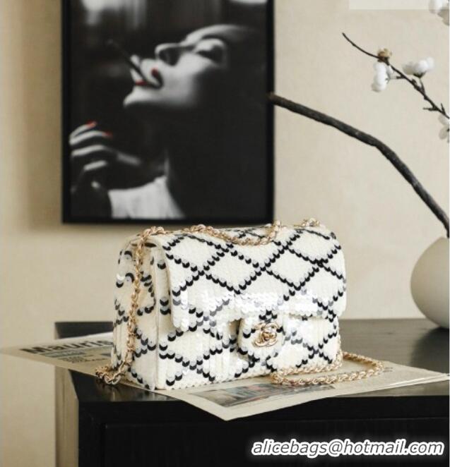 Promotional Chanel Mini Sequins Flap Bag CH091407 White 2026
