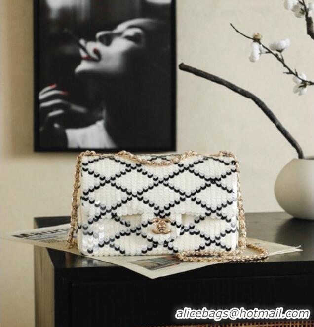 Promotional Chanel Mini Sequins Flap Bag CH091407 White 2026