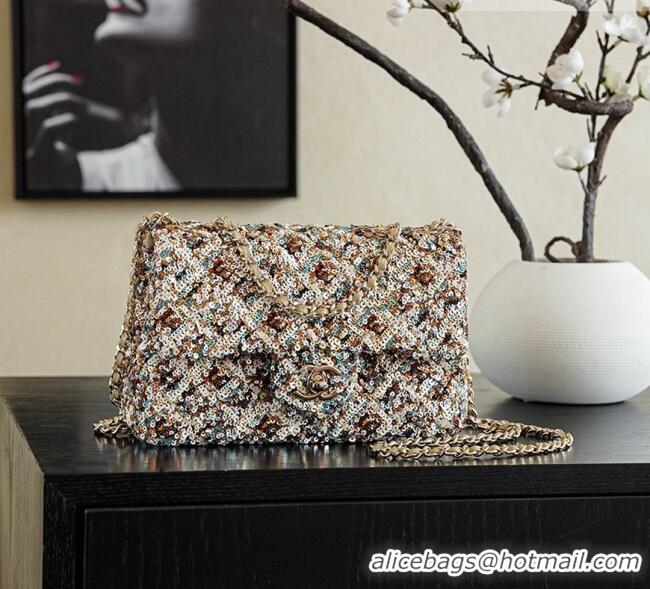Good Quality Chanel Mini Sequins Flap Bag CH091409 Beige 2026