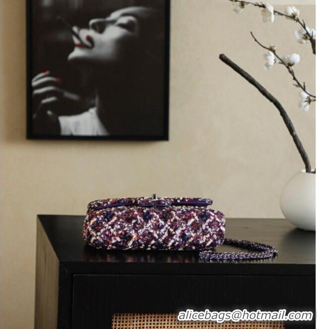 Luxury Cheap Chanel Mini Sequins Flap Bag CH091410 Purple 2026