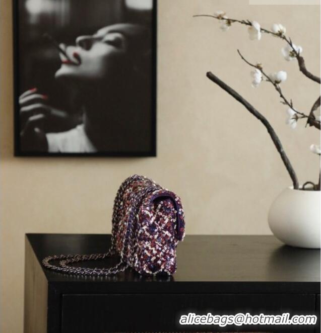 Luxury Cheap Chanel Mini Sequins Flap Bag CH091410 Purple 2026