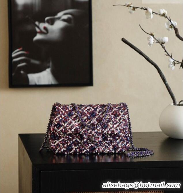 Luxury Cheap Chanel Mini Sequins Flap Bag CH091410 Purple 2026