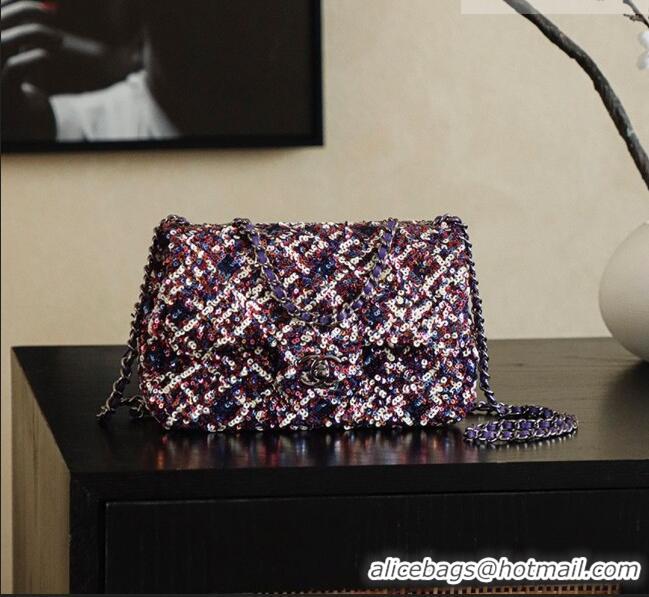 Luxury Cheap Chanel Mini Sequins Flap Bag CH091410 Purple 2026