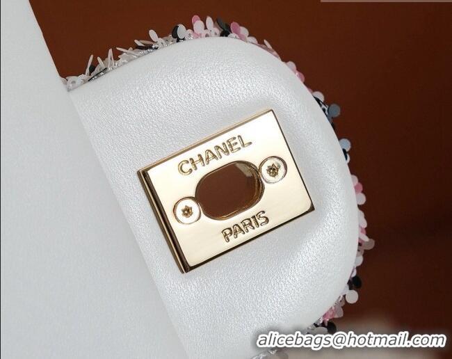 Luxury Cheap Chanel Mini Sequins Flap Bag AS5461 White/Pink/Yellow 2026