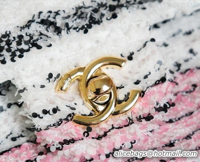Luxury Cheap Chanel Mini Sequins Flap Bag AS5461 White/Pink/Yellow 2026
