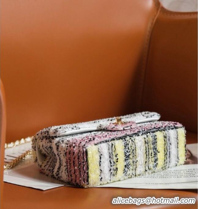 Luxury Cheap Chanel Mini Sequins Flap Bag AS5461 White/Pink/Yellow 2026