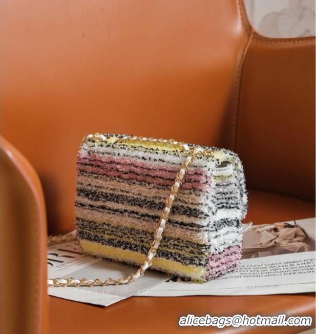 Luxury Cheap Chanel Mini Sequins Flap Bag AS5461 White/Pink/Yellow 2026