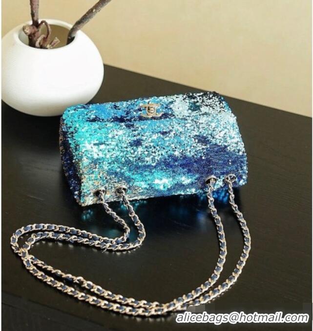 Best Price Chanel Mini Sequins Flap Bag CH091413 Blue 2026