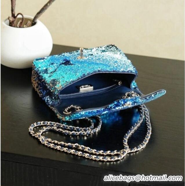 Best Price Chanel Mini Sequins Flap Bag CH091413 Blue 2026