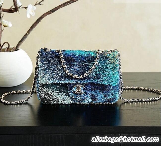 Best Price Chanel Mini Sequins Flap Bag CH091413 Blue 2026