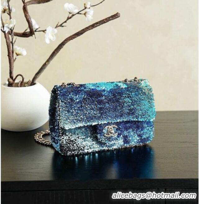 Best Price Chanel Mini Sequins Flap Bag CH091413 Blue 2026