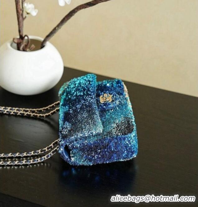 Best Price Chanel Mini Sequins Flap Bag CH091413 Blue 2026