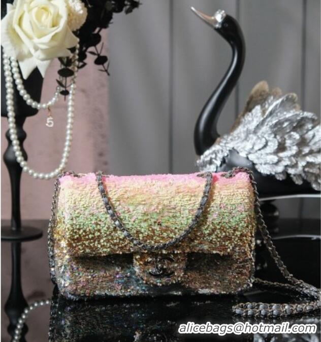 Best Price Chanel Mini Sequins Flap Bag CH091414 Pink/Gold/Silver 2026
