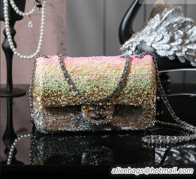 Best Price Chanel Mini Sequins Flap Bag CH091414 Pink/Gold/Silver 2026