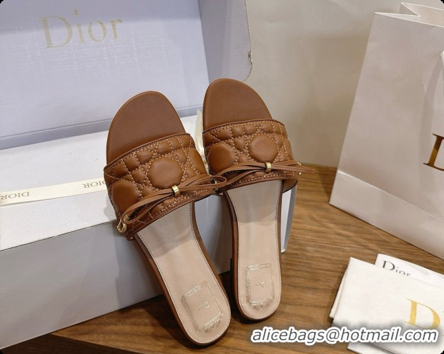 Best Price Dior Cannage Slide in Black Quilted Cannage Lambskin Brown 6091101 2026