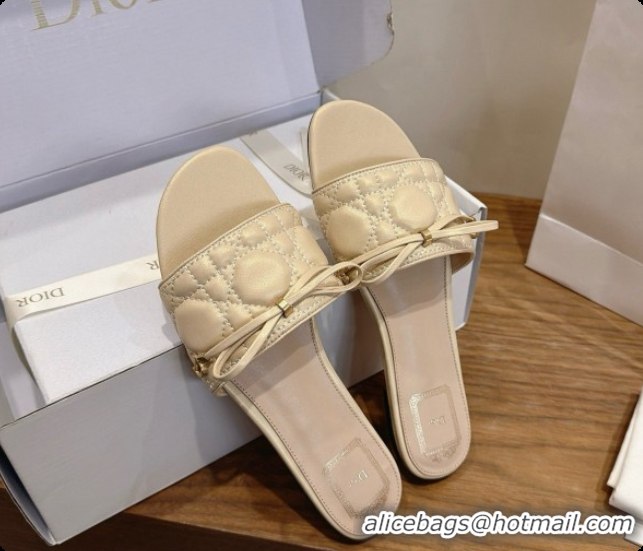 Buy Luxury Dior Cannage Slide in Black Quilted Cannage Lambskin Beige 6091103 2026
