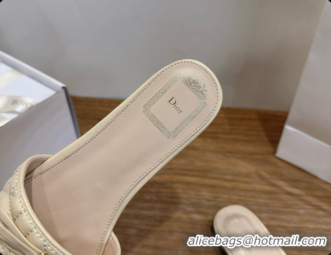 Buy Luxury Dior Cannage Slide in Black Quilted Cannage Lambskin Beige 6091103 2026