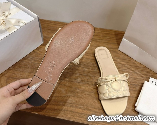 Buy Luxury Dior Cannage Slide in Black Quilted Cannage Lambskin Beige 6091103 2026