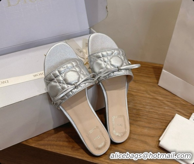 Top Quality Dior Cannage Slide in Black Quilted Cannage Lambskin Silver 6091106 2026