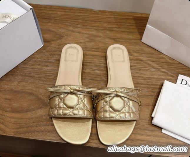 Big Discount Dior Cannage Slide in Black Quilted Cannage Lambskin 6091107 Gold 2026