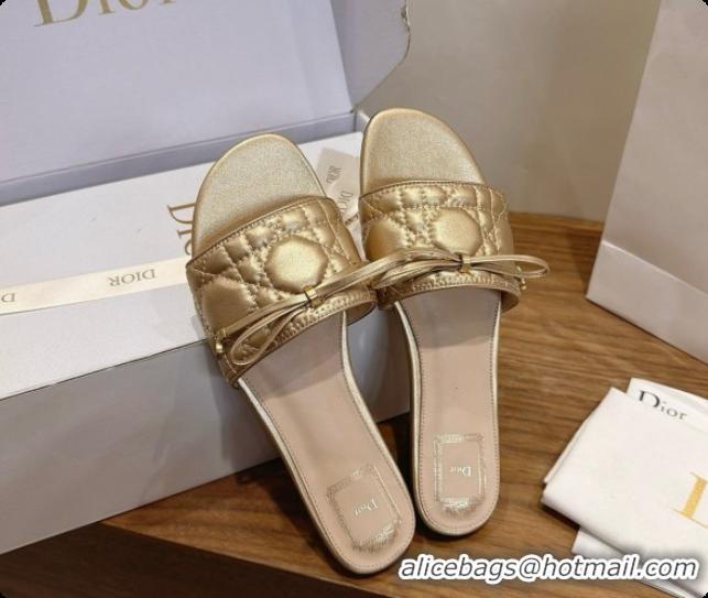 Big Discount Dior Cannage Slide in Black Quilted Cannage Lambskin 6091107 Gold 2026